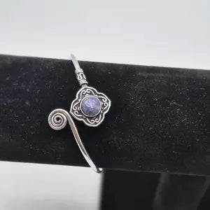 Lapis Lazuli Cuff Bracelet, Silver-Plated Crystal Jewelry, Adjustable Women’s Gemstone Cuff