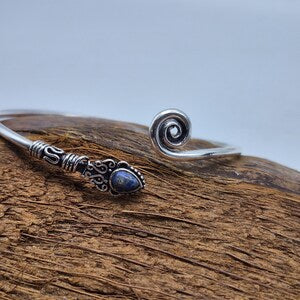 Lapis Lazuli Cuff Bracelet, Silver-Plated Crystal Jewelry, Adjustable Women’s Gemstone Cuff