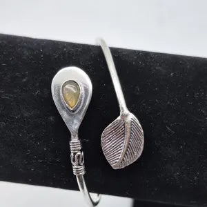 Labradorite Cuff Bracelet – Silver Plated Adjustable Ethnic Jewelry