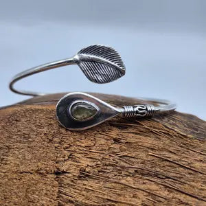 Labradorite Cuff Bracelet – Silver Plated Adjustable Ethnic Jewelry