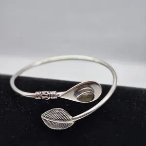 Labradorite Cuff Bracelet – Silver Plated Adjustable Ethnic Jewelry
