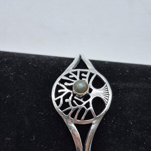 Labradorite Cuff Bracelet – Silver Plated Adjustable Ethnic Jewelry