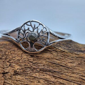 Labradorite Cuff Bracelet – Silver Plated Adjustable Ethnic Jewelry