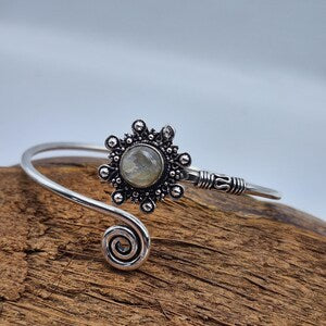 Labradorite Cuff Bracelet – Silver Plated Adjustable Ethnic Jewelry