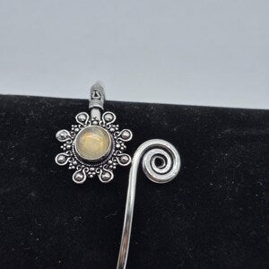 Labradorite Cuff Bracelet – Silver Plated Adjustable Ethnic Jewelry