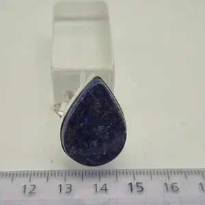 Lapis Lazuli Adjustable Ring – Silver Plated Cabochon - Blue Healing Crystal Jewelry