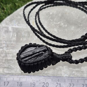 Handmade Black Tourmaline Macrame Necklace: Protection Crystal