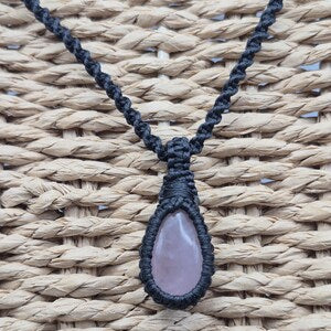 Rose Quartz Crystal Macrame Necklace - Love & Emotional Healing