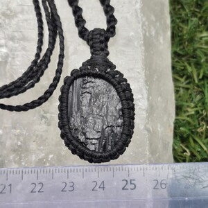 Handmade Black Tourmaline Macrame Necklace: Protection Crystal