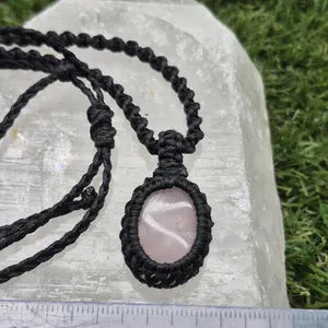 Rose Quartz Crystal Macrame Necklace - Love & Emotional Healing