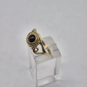 Black Tourmaline Adjustable Brass Ring for Women