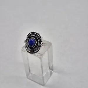 Lapis Lapis Crystal Silver Plated Adjustable Ring for Women