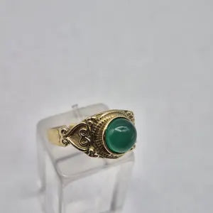 Green Aventurine Brass Adjustable Ring for Women