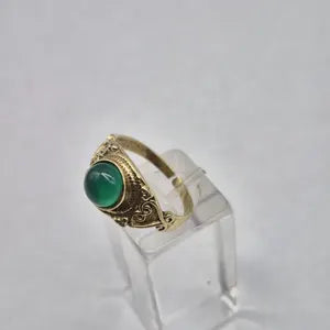 Green Aventurine Brass Adjustable Ring for Women
