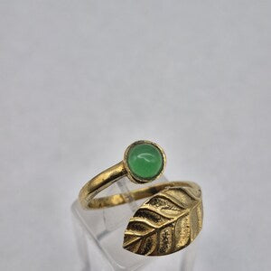 Green Aventurine Brass Adjustable Ring for Women