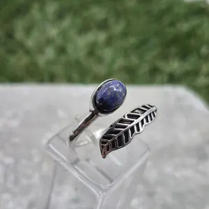 Lapis Lapis Crystal Silver Plated Adjustable Ring for Women