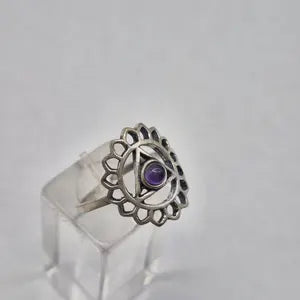 Amethyst Silver Plated Adjustable Ring for Women