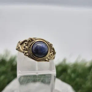 Lapis Lapis Crystal Brass Adjustable Ring for Women