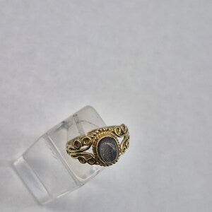 Labradorite Crystal Brass Ring
