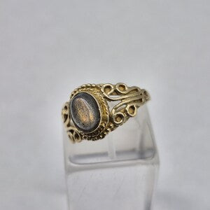 Labradorite Crystal Brass Ring