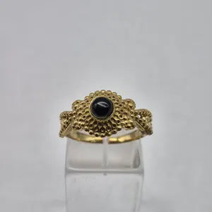 Black Tourmaline Adjustable Brass Ring for Women