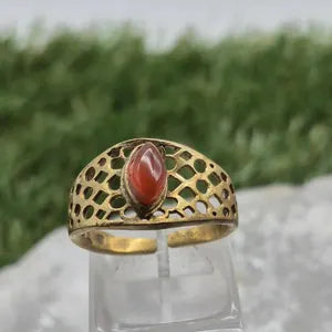 Carnelian Crystal Adjustable Brass Ring for Women