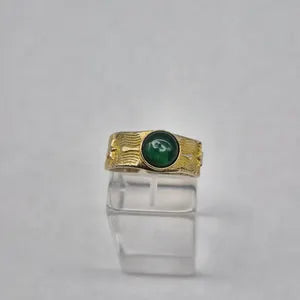 Green Aventurine Brass Adjustable Ring for Women