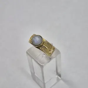 Moonstone Brass Adjustable Ring for Women