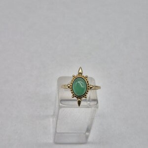 Green Aventurine Brass Adjustable Ring for Women