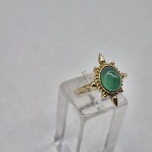 Green Aventurine Brass Adjustable Ring for Women
