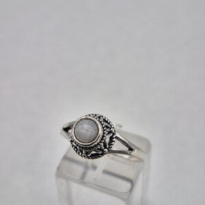 Moonstone Crystal Ring, Silver Plated Adjustable Ring for Women