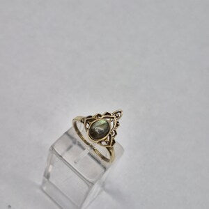 Labradorite Crystal Brass Ring