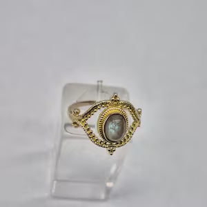 Labradorite Crystal Brass Ring