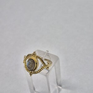 Labradorite Crystal Brass Ring