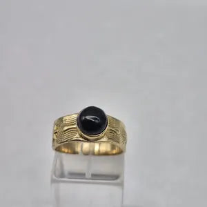 Black Tourmaline Adjustable Brass Ring for Women