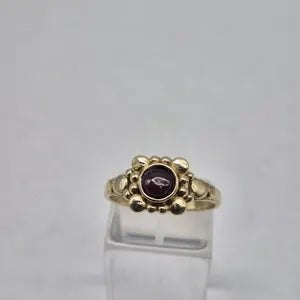 Red Garnet Crystal Brass Ring