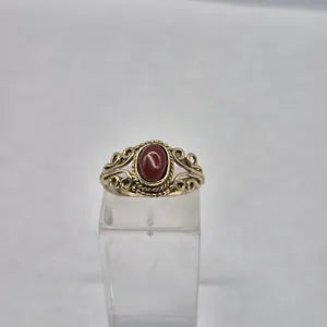 Carnelian Crystal Adjustable Brass Ring for Women