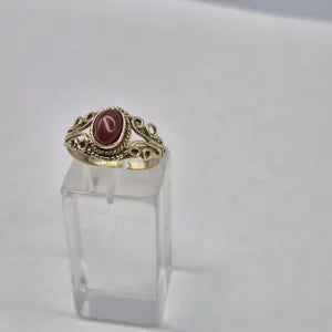 Carnelian Crystal Adjustable Brass Ring for Women