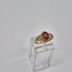 Carnelian Crystal Adjustable Brass Ring for Women