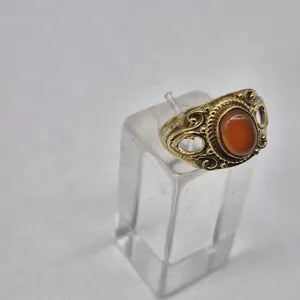 Carnelian Crystal Adjustable Brass Ring for Women
