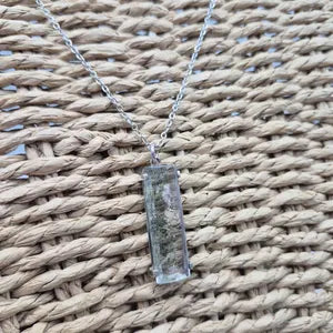 Gartenquarz Cabochon Schliff Sterling Silber Halskette