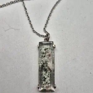 Gartenquarz Cabochon Schliff Sterling Silber Halskette