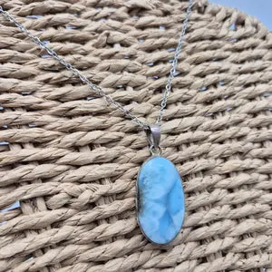 Larimar Sterling Silber 925 Anhänger Cabochon geschnitten Heilkristall