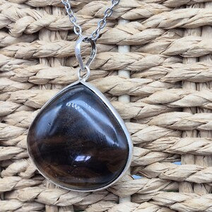 Luxury Smoked Quartz Sterling Silver 925 Pendant Cabochon Cut Healing Crystal Accessories Zodiac Mineral Stone