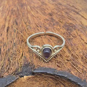Amethyst Crystal Brass Adjustable Ring