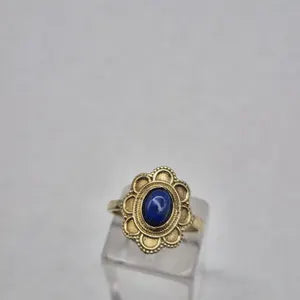 Lapis Lapis Crystal Brass Adjustable Ring for Women