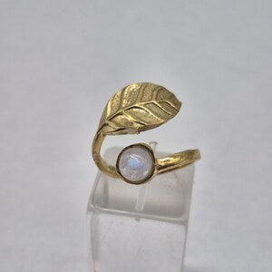 Moonstone Brass Adjustable Ring for Women