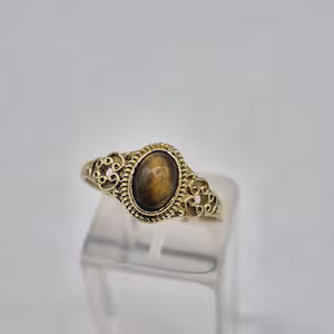 Tiger's Eye Crystal Brass Ring
