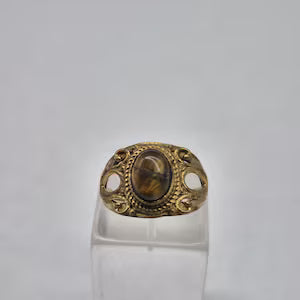 Tiger's Eye Crystal Brass Ring