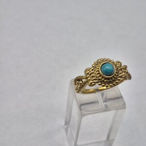 Turquoise Crystal Brass Ring